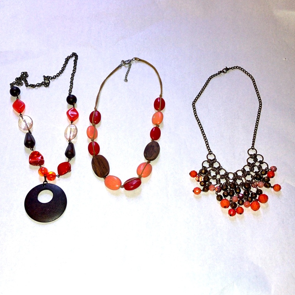 Coral Jewelry Lot - 3 Necklaces